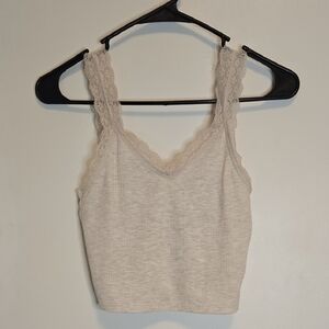 1. American Eagle Lace Trim White Tank Top